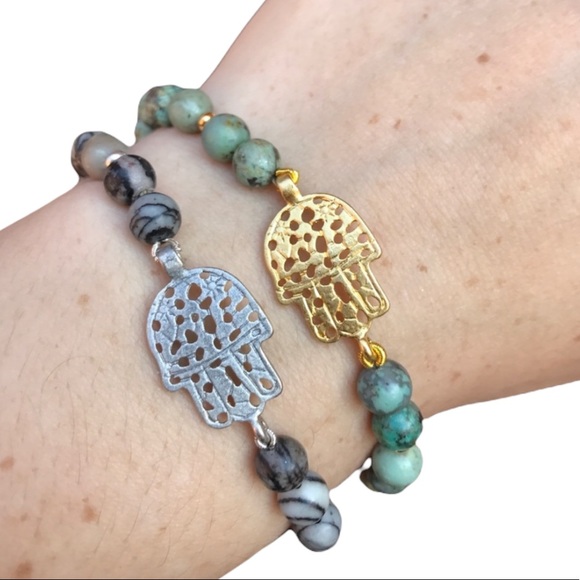 Hamsa Beaded stretch Bracelet - Picture 3 of 13